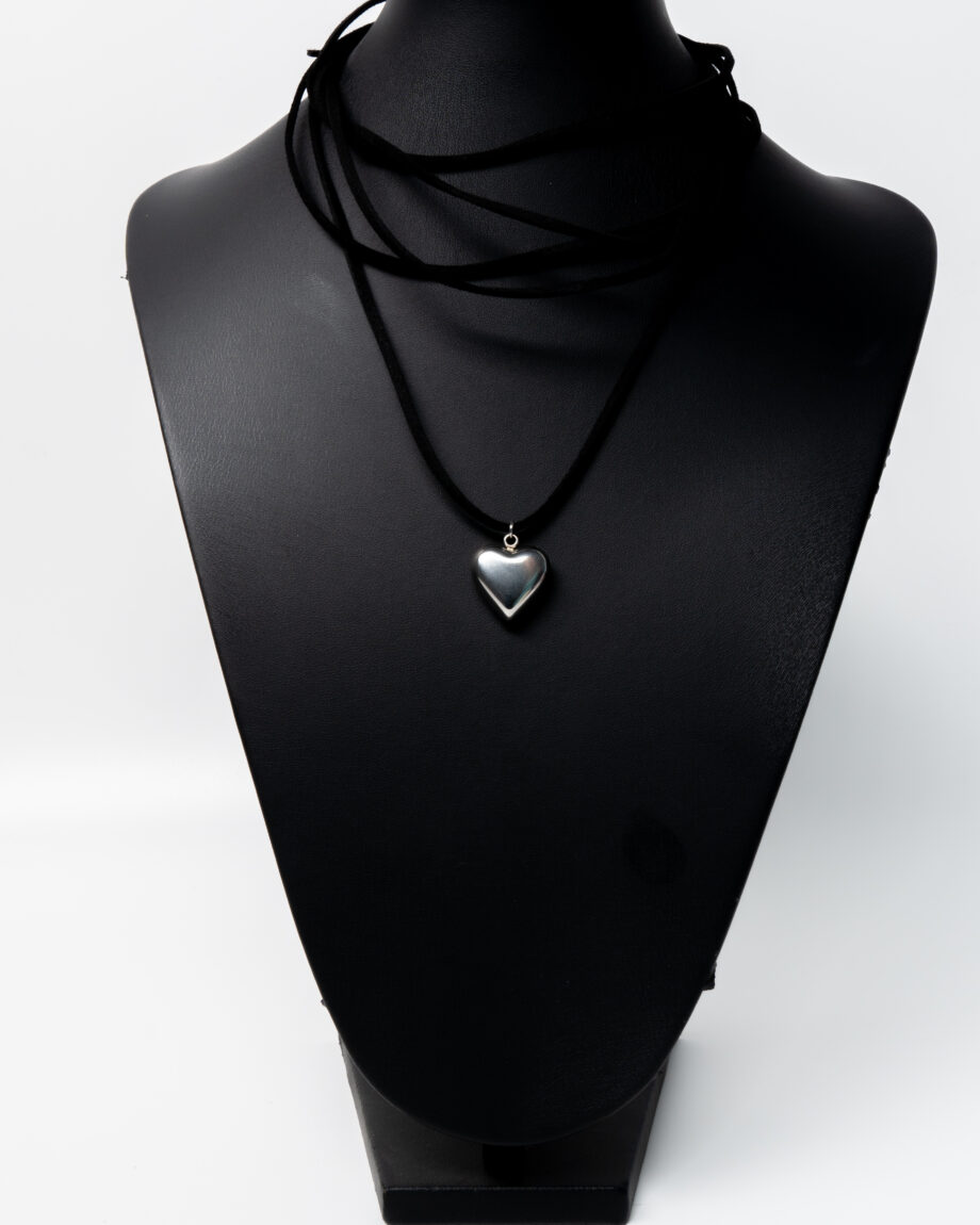Κρεμαστό Choker με Ασημί Καρδιά